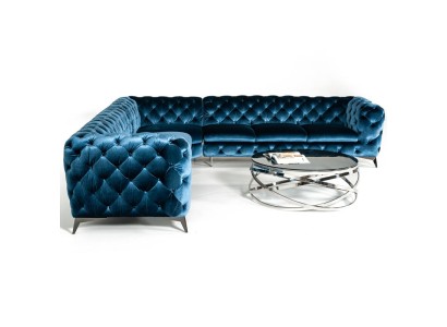 Samt Eck Luxus Chesterfield Sofa Polster Ecke Couchen Sitz Couch Sofas