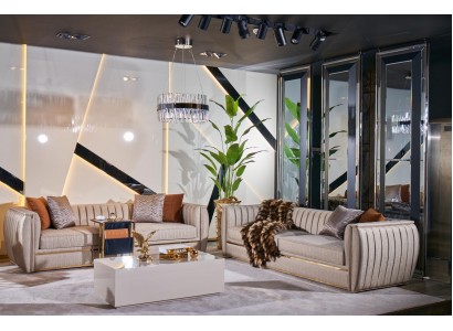 Великолепный диванный гарнитур 3+3 в современном стиле светлого цвета