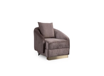 Бархатное кресло в современном стиле в теплом сером оттенке