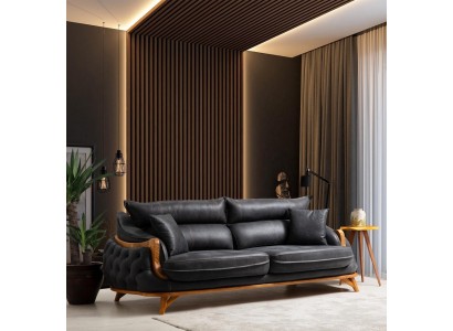 Высококлассный кожаный 3-х местный диван Честерфилд в богатом черном или белом цвете на выбор