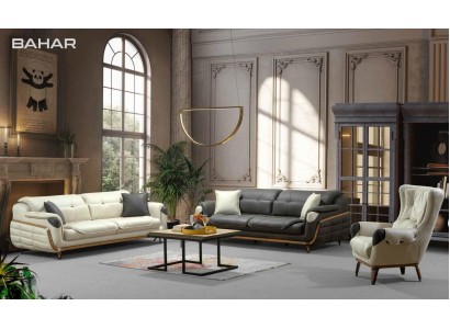 Комплект дизайнерских диванов 3+3+1 из 2-х трехместных диванов и кресла в изысканном черном и белом цветах