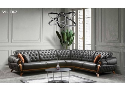 Wohnzimmer Leder Schwarz Sofa Sofas L-Form Sitz Farbe Ecksofa Couch