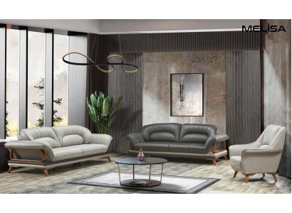 Дизайнерский комплект люксовых диванов 3+3+1 из 2-х трехместных диванов и кресла в бело-черном или бело-бордовом цветах