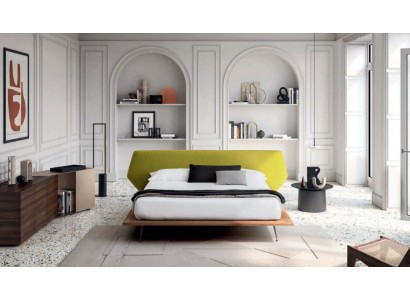 Превосходная стильная двухспальная кровать с ярким геометричным изголовьем