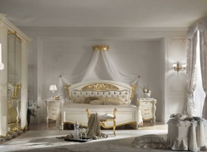 Bedroom Bed Design Beds 4pcs. Set Classic Italy Furniture Bedside table