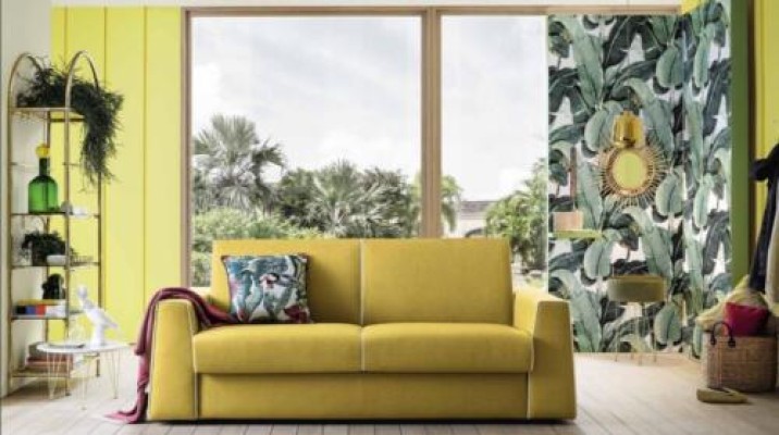 Design Living room Yellow Sofa 3 Seater Alfitalia Fabric Couch Sofa Upholstery Sofas