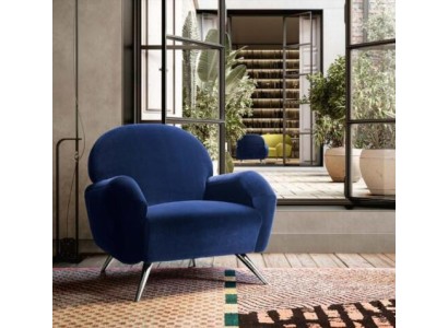Непревзойденное стильное синее кресло в текстильной обивке
