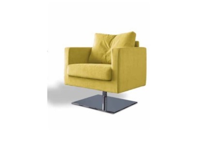 Удобное мягкое телевизионное кресло в желтом текстиле
