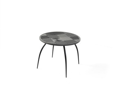 Original black round coffee table with carved table top