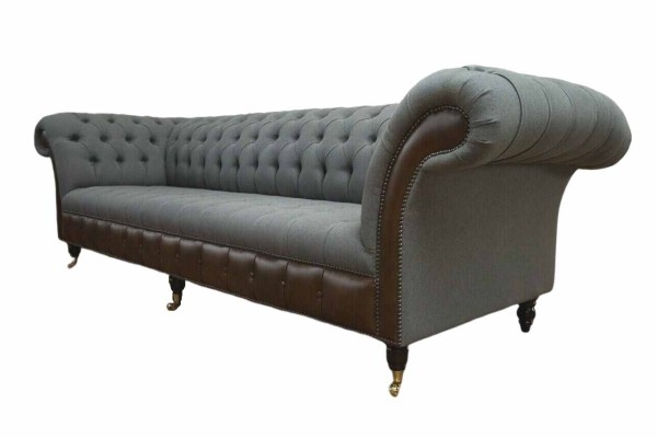 Englische Chesterfield Luxus Textil Sofa 4 Sitzer Sofa Polster Design Stoffsofas