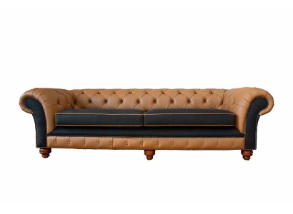 Stilvolles 4 Sitzer Wohnzimmer Sofa Polster Couch Big Couchen Chesterfield Leder Textil Neu