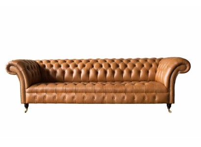 Безупречный четырехместный диван честерфилд в обивке из экокожи