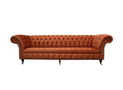 Роскошный классический 4-х местный диван честерфилд в обивке из текстиля