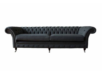 Роскошный 4-х местный диван честерфилд в темной стильной обивке