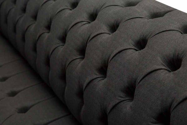 Chesterfield Sofa 4 Seater Black Fabric Living room Design Couch Upholstery