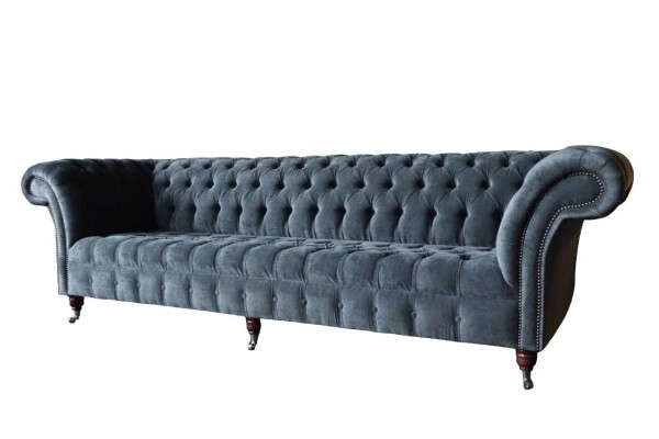 Viersitzer Sofa 4 Sitzer Sofas Modern Grau Design Stoff Chesterfield 