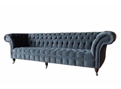 Восхитительный серый 4-х местный диван честерфилд для гостиной