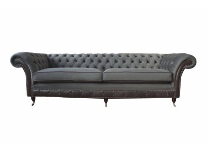 Бесподобный четырехместный серый диван честерфилд