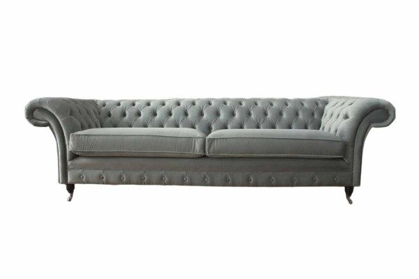  Текстильный серый диван честерфилд в классическом дизайне