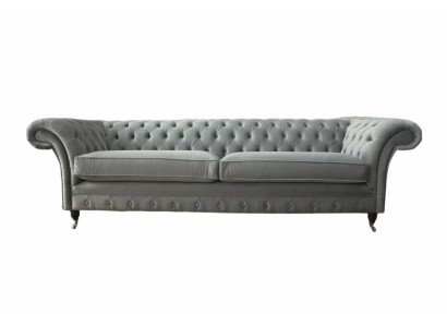  Текстильный серый диван честерфилд в классическом дизайне