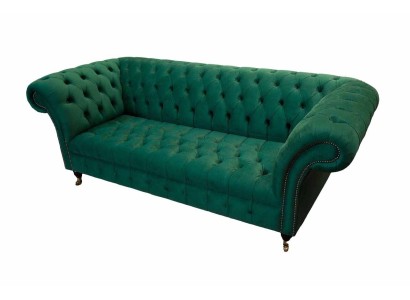 Dreisitzer Sofa 3 Sitzer Luxus Sitz Modern Sofas Grün Stoff Chesterfield