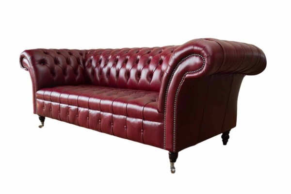 Chesterfield 3 Sitzer Leder Couch Polster Luxus Braun Sofa Möbel 230cm