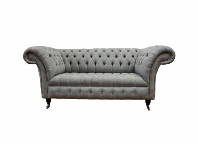 Chesterfield Zweisitzer Couch Polster Sofa Textil Couchen Stoff Luxus