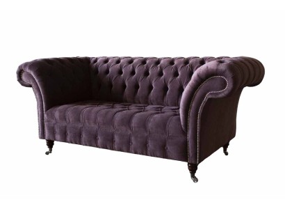 Chesterfield Sofa Couch Design Lila Polster Textil Zweisitzer Sitzer Neu