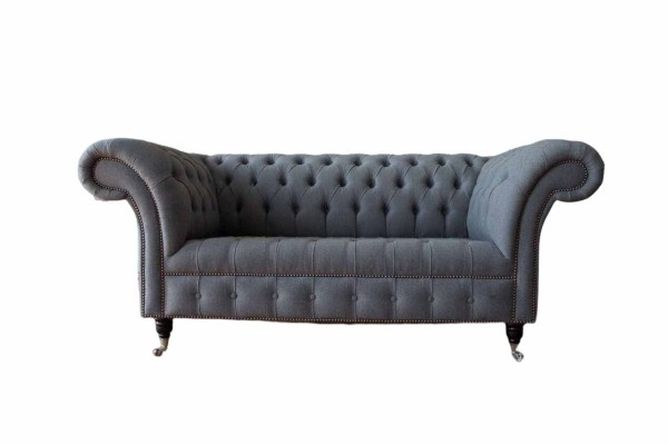 Englische Chesterfield Büro Sitzmöbel Einrichtung Sofa Couch 2 Sitz Textil