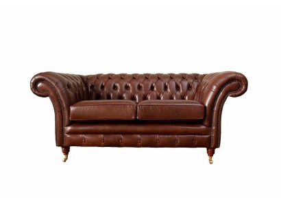Благородный коричневый 2-х местный диван честерфилд