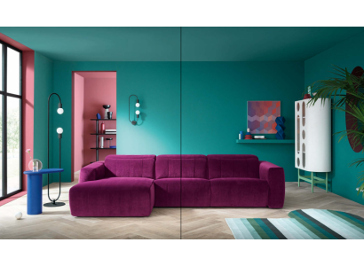 Роскошный угловой малиновый диван в современном стиле