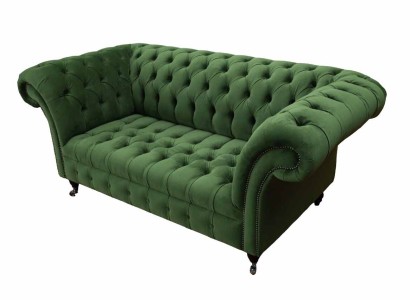 Chesterfield Office Seat Furniture Furnishings Sofa Couch 2 Seat Textile Green