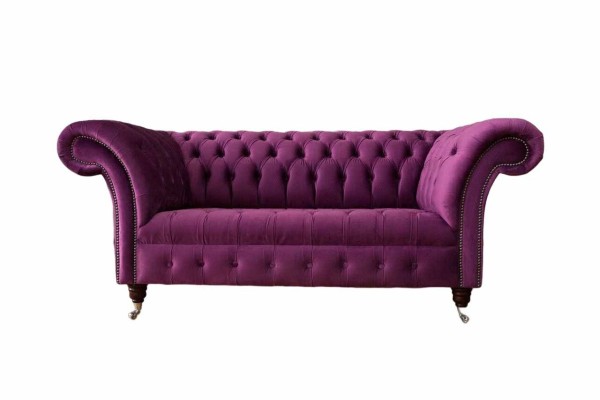 Englische Chesterfield Büro Sitzmöbel Einrichtung Sofa Couch 2 Sitz Violett