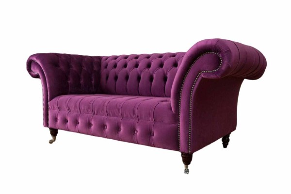 Englische Chesterfield Büro Sitzmöbel Einrichtung Sofa Couch 2 Sitz Violett