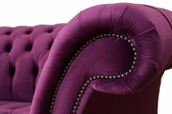 Englische Chesterfield Büro Sitzmöbel Einrichtung Sofa Couch 2 Sitz Violett