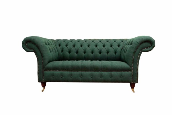 Chesterfield Sofa 2 Sitzer Polster Sofas Grün Luxus Stoffsofas Textil