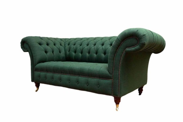 Chesterfield Sofa 2 Sitzer Polster Sofas Grün Luxus Stoffsofas Textil