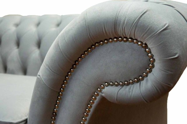 Sessel Polster Sofa Textil Chesterfield Couchen 1 Sitzer Einsitzer Grau