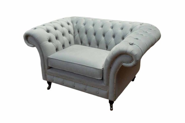 Sessel Polster Sofa Textil Chesterfield Couchen 1 Sitzer Einsitzer Grau