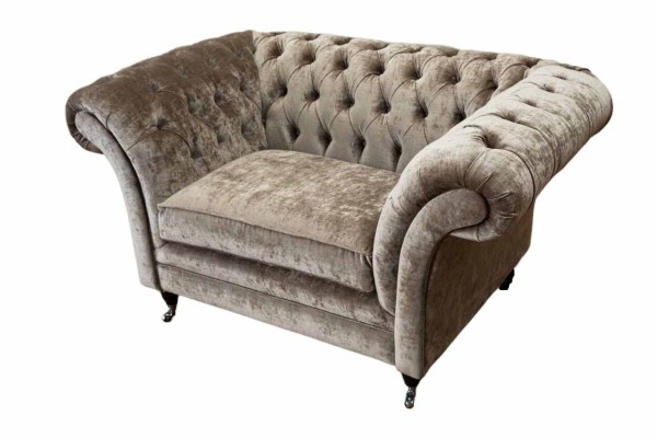 Design Chesterfield Sessel 1 Sitzer Couch Polster Luxus Textil Sofas