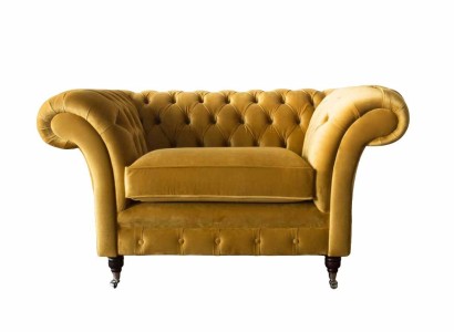 Chesterfield Armchair Fabric Textile Modern Living room Luxury Design Furniture