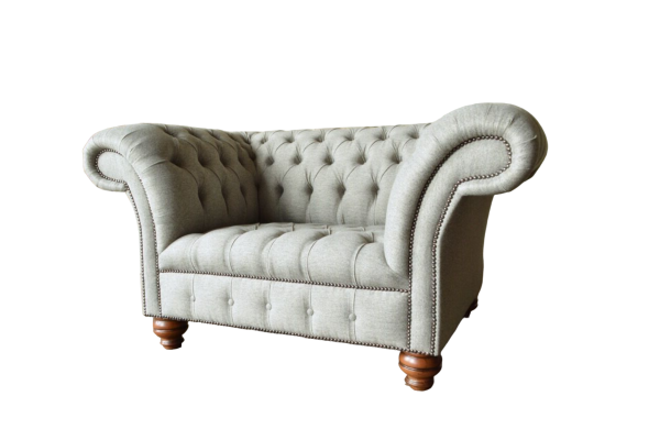 Chesterfield Einsitzer Sofa Sessel Couch Polster Sitzmöbel Textil Stoff