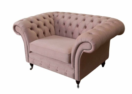 Chesterfield Design Sessel Rosa Polster Luxus Textil Couchen 1 Sitzer