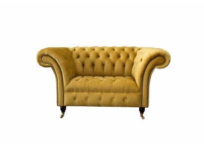 Замечательное желтое кресло честерфилд для гостиной комнаты