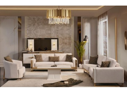 Прекрасный белый диванный гарнитур для гостиной комнаты