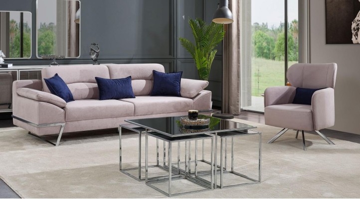 Великолепный серый диванный гарнитур 3+1 для гостиной