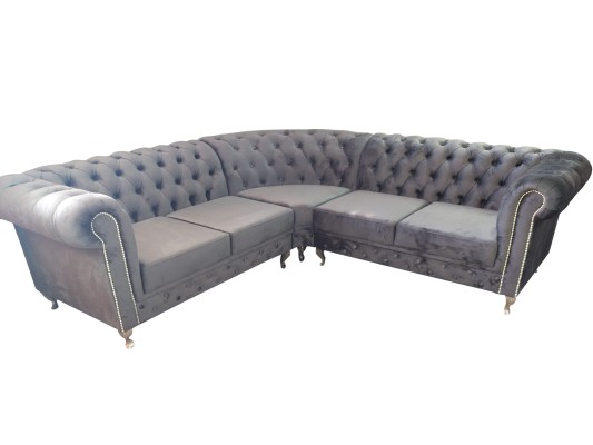 Chesterfield L-shape Corner sofa Couch Design Upholstery Textile Sofa Corner Couches