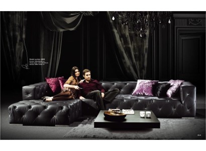 Ecksofa L-Form Chesterfield Luxus Sofa Schwarz Couch Ledersofa