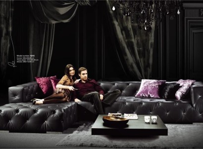 Ecksofa L-Form Chesterfield Luxus Sofa Schwarz Couch Ledersofa