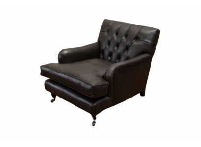 Дизайнерское кресло честерфилд в коричневой кожаной обивке
